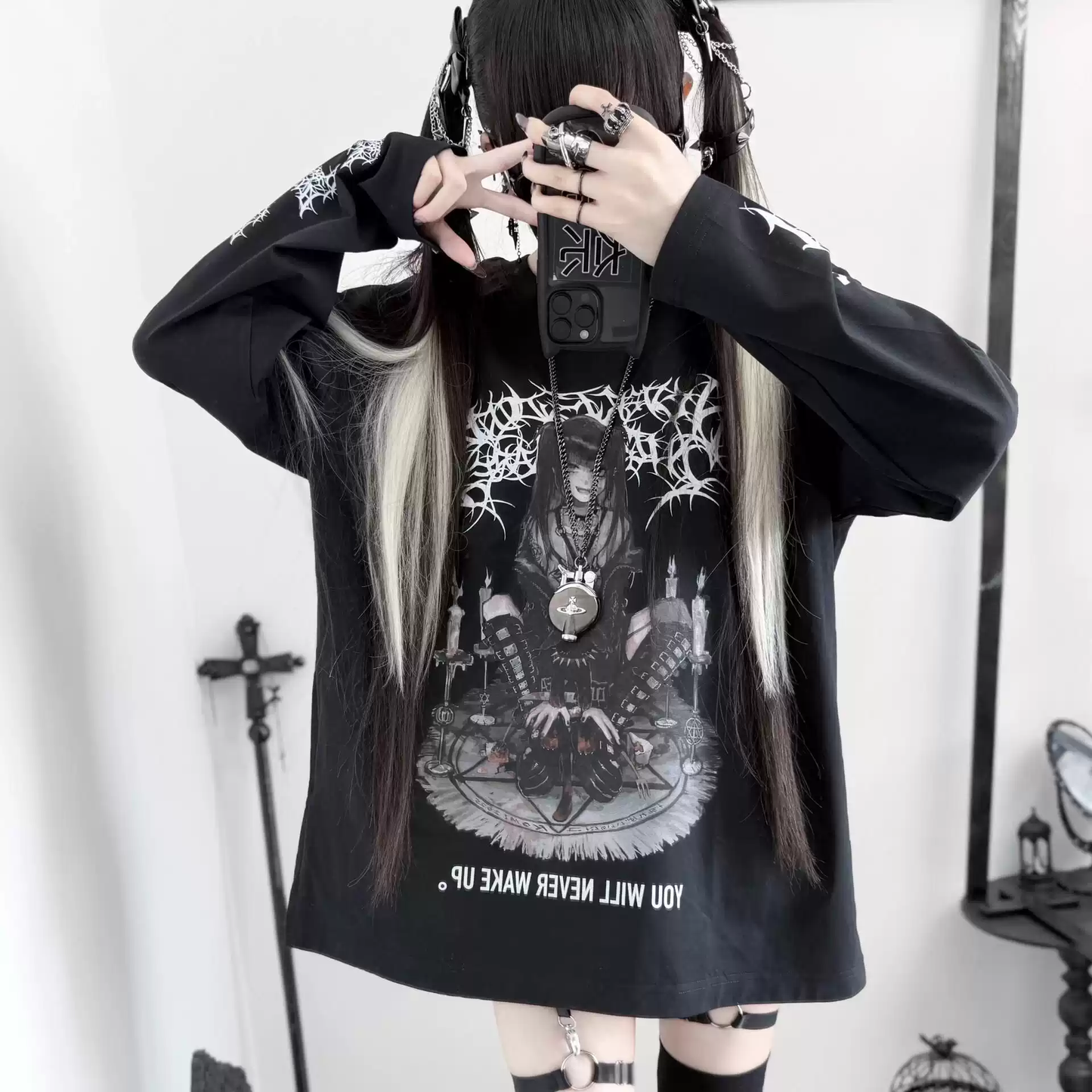 Uzun Oversize Gotik Tişört - ürün görseli 5