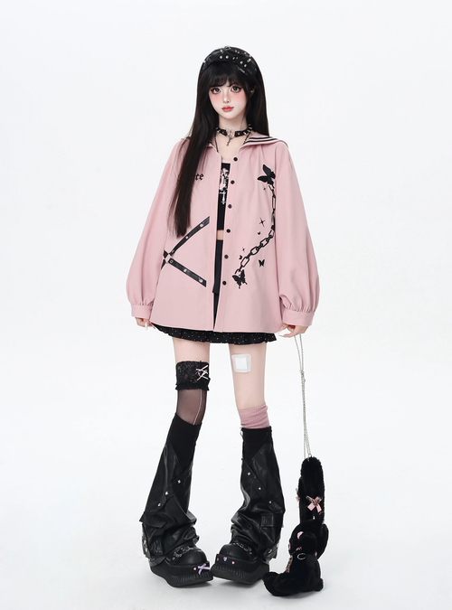 Kelebek Detaylı Şık Oversize Ceket