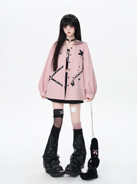 Kelebek Detaylı Şık Oversize Ceket