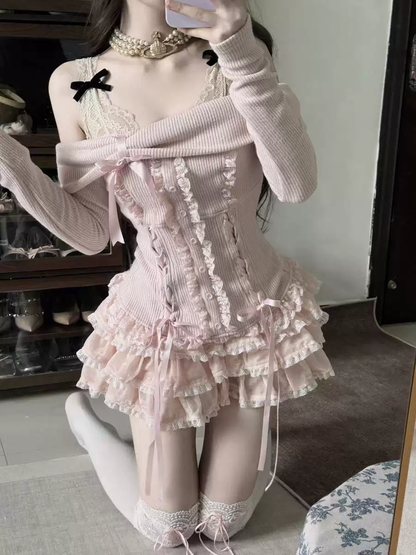 Pembe Mini Elbise Seti
