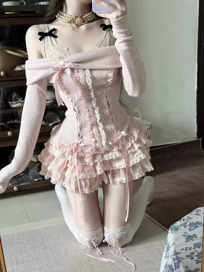 Pembe Mini Elbise Seti
