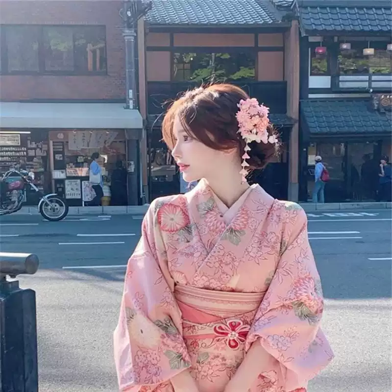 Japon Tarzı Pembe Sevimli Kimono