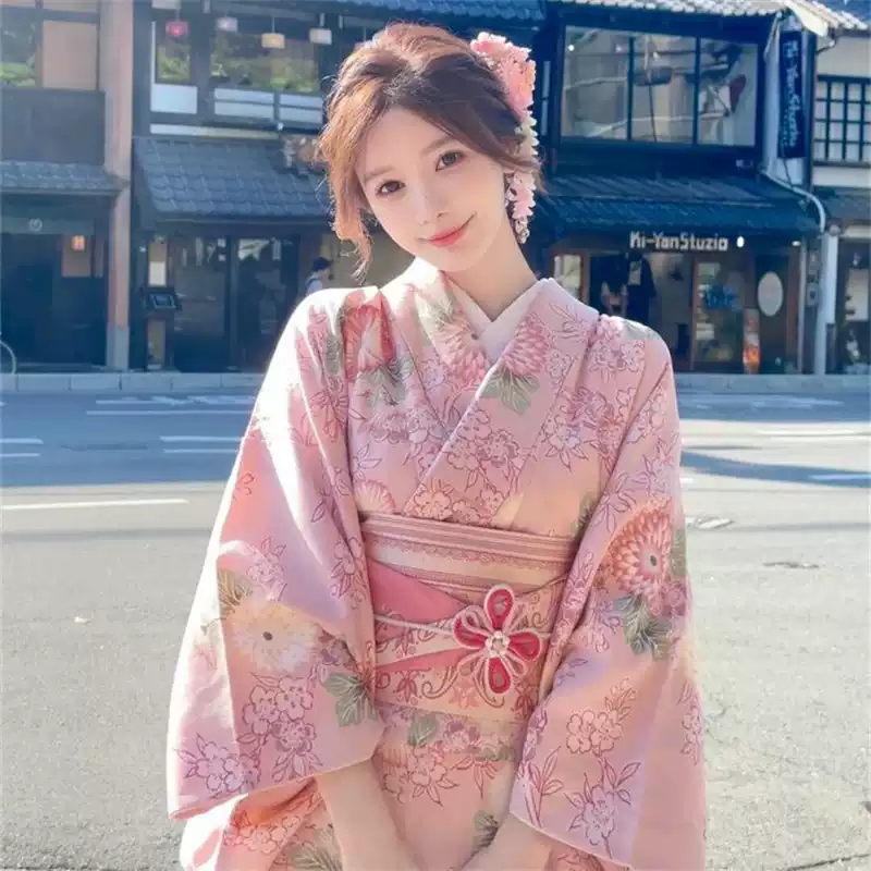 Japon Tarzı Pembe Sevimli Kimono