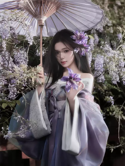 Japon Tarzı Mor Kimono