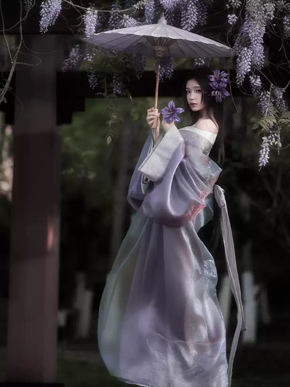 Japon Tarzı Mor Kimono