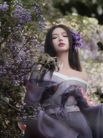 Japon Tarzı Mor Kimono