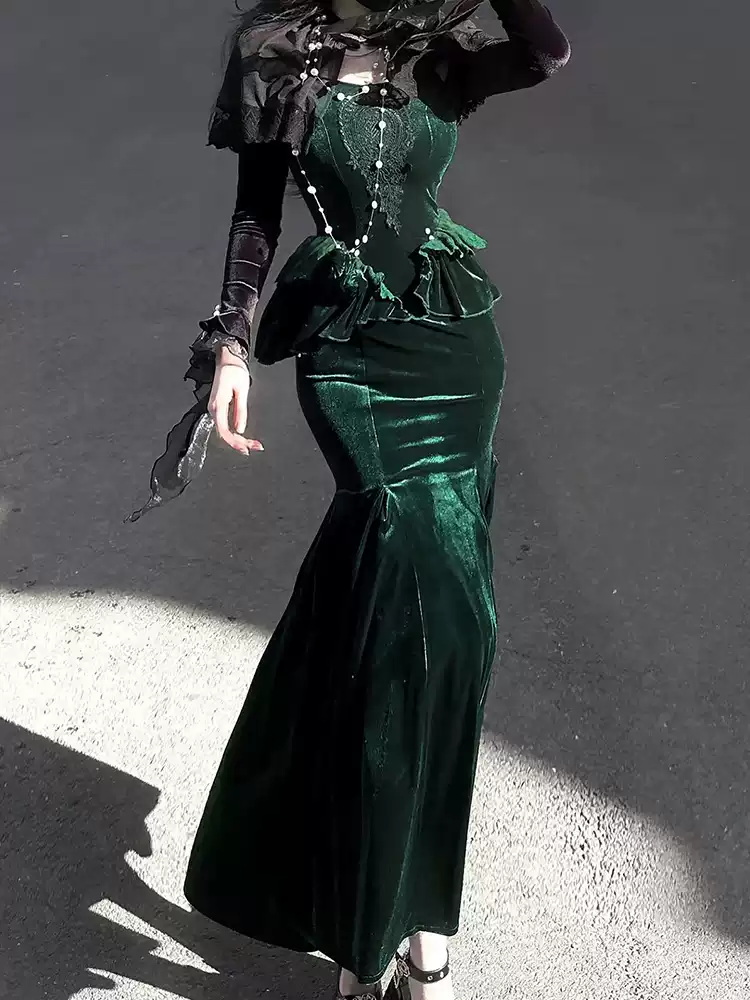 Zarif Yeşil Lüks Elbise Takımı