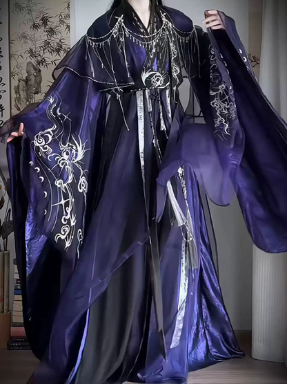 Mor İşlemeli Hanfu