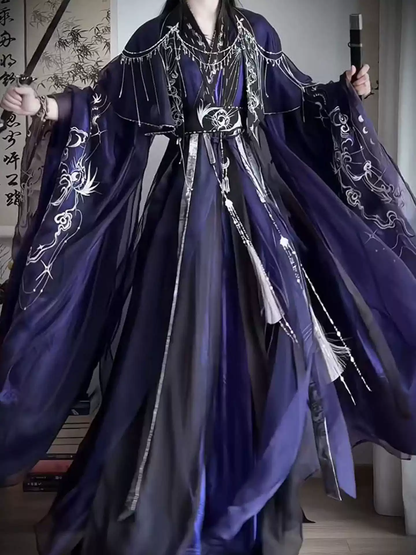 Mor İşlemeli Hanfu