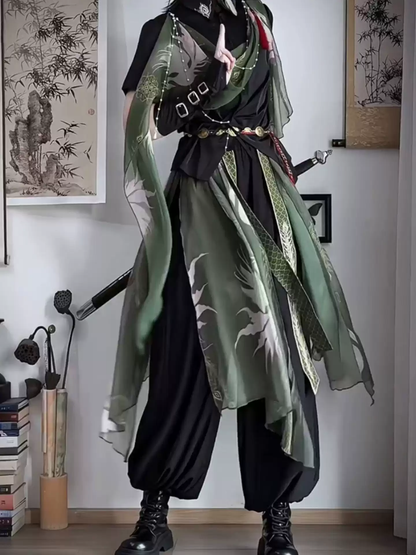 Yeşil Aksesuarlı Hanfu