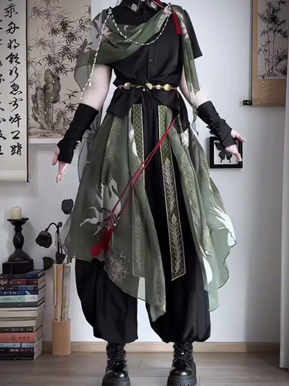 Yeşil Aksesuarlı Hanfu