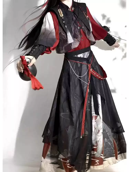 Kırmızı Aksesuarlı Hanfu