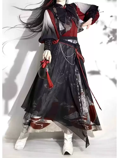 Kırmızı Aksesuarlı Hanfu