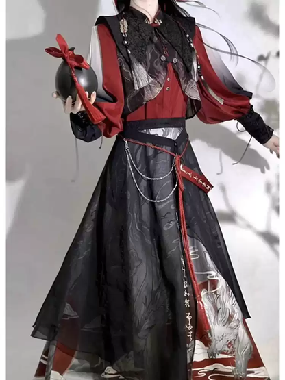 Kırmızı Aksesuarlı Hanfu