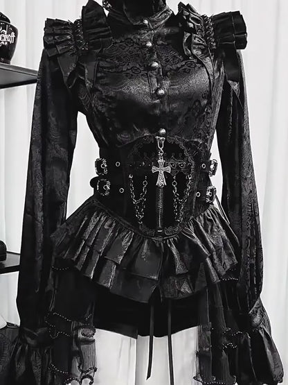 Victorian Gotik Uzun Kollu Bluz